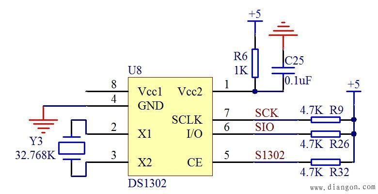 圖15-7 DS1302無備用電源