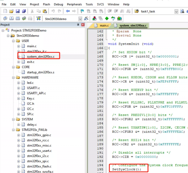 系統時鐘初始化代碼